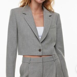 Aritzia Babaton Gray Cropped Blazer